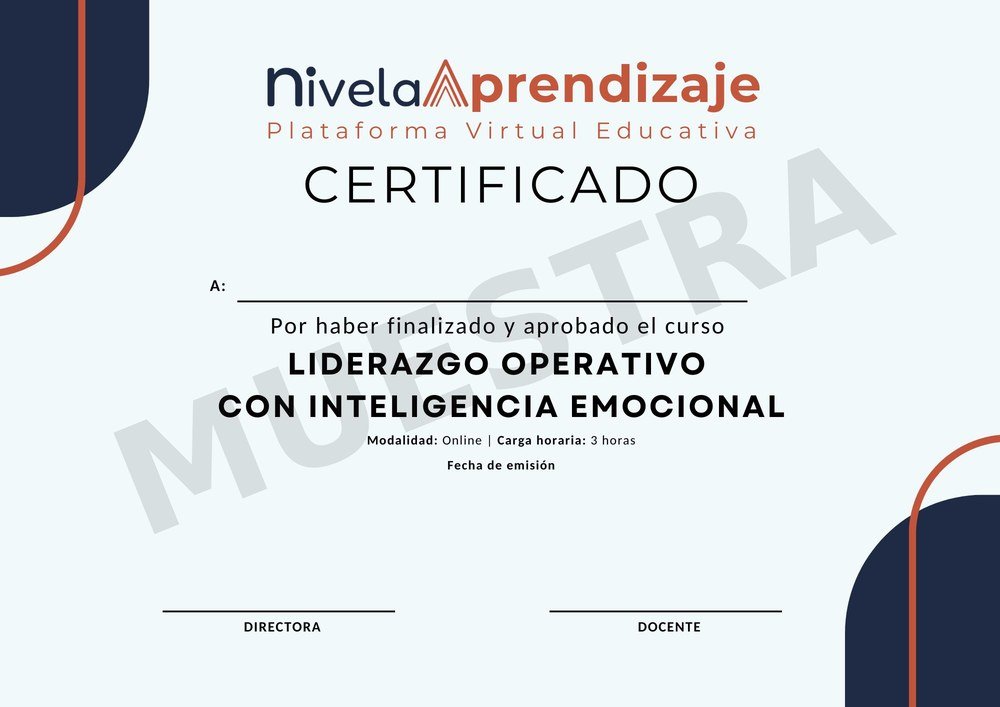Certificado de muestra de Liderazgo Operativo con Inteligencia Emocional